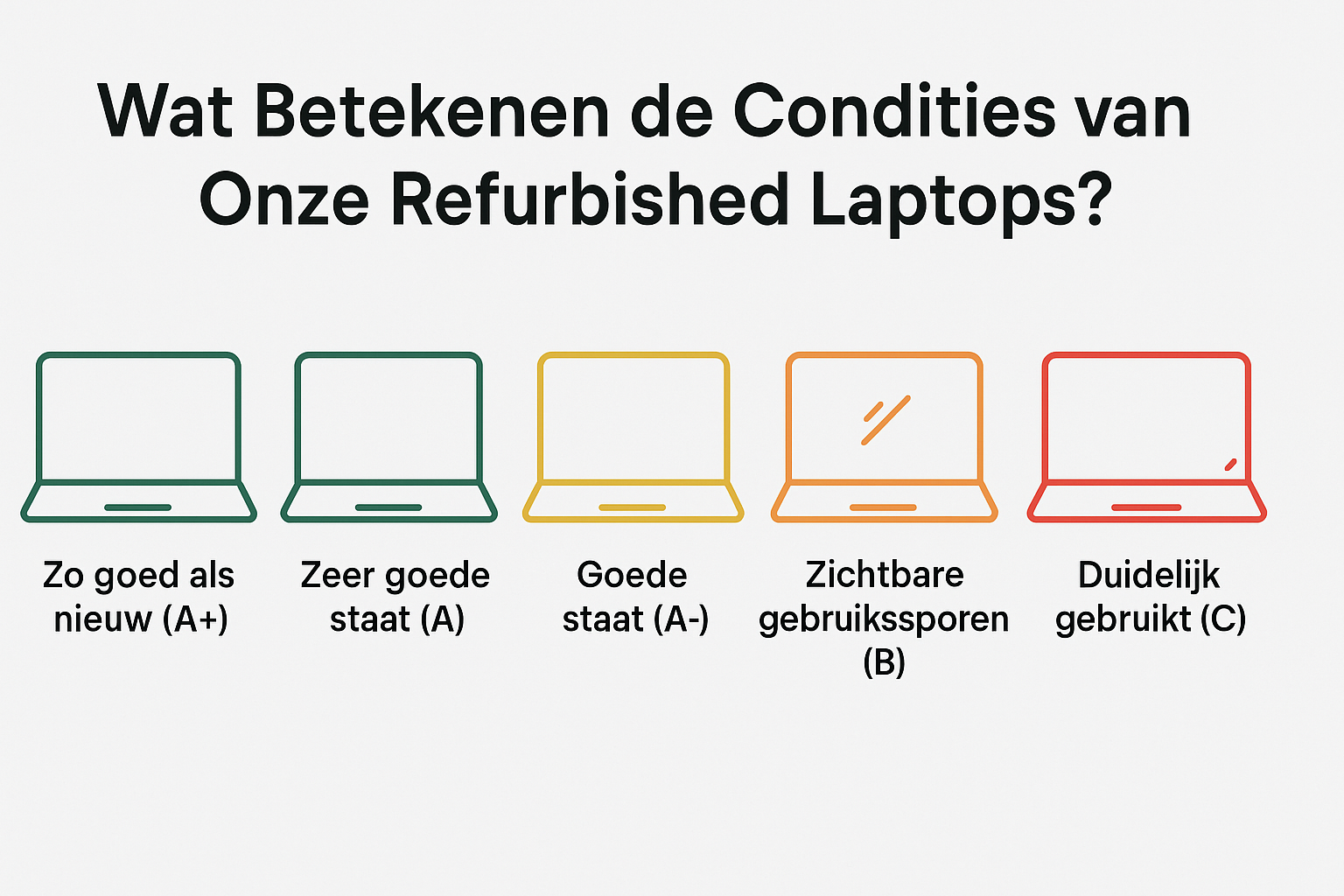 Wat betekenen de visuele condities van onze refurbished laptops?